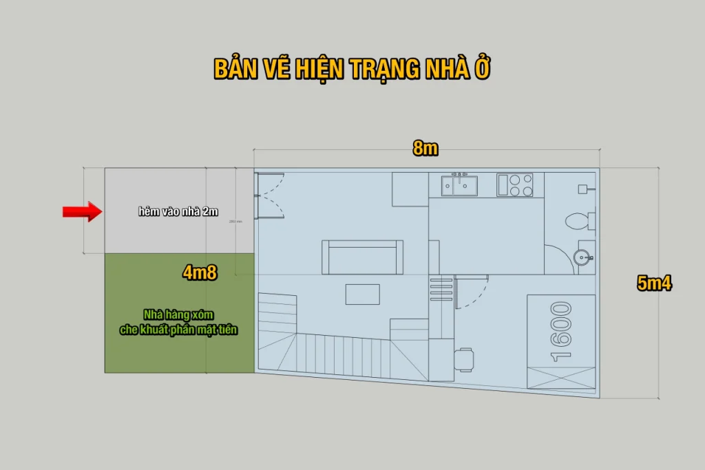 Bản vẽ khảo sát hiện trạng trước khi thiết kế nhà phố đẹp