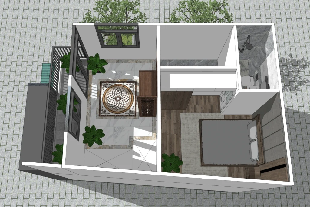 cách bố trí nội thất tầng lửng cho nhà 40m2 hiện đại