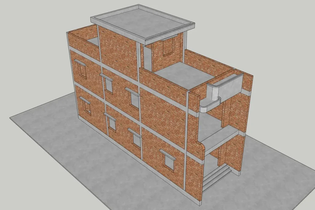 Bản vẽ 3d hiện trạng trước khi lên ý tưởng màu sơn nhà đẹp